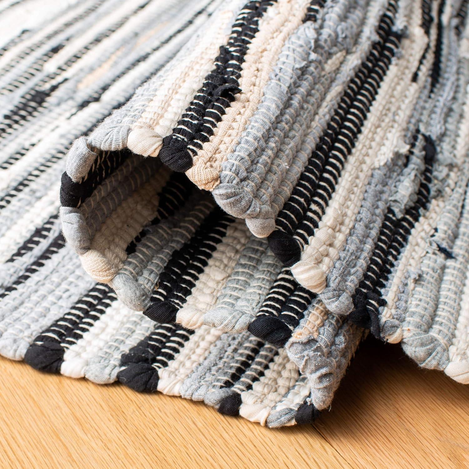 Rag Rug RAR129 Hand Woven Indoor Area Rug - Black/Multi - 4'x6' - Safavieh.