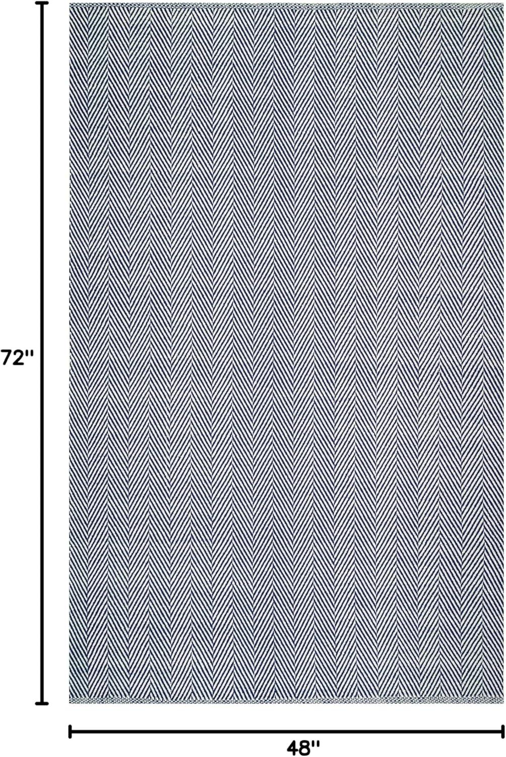 nuLOOM 4'x6' Hand Loomed Kimberley Area Rug Navy: Contemporary Stripe, Low Pile, Indoor Cotton Rug