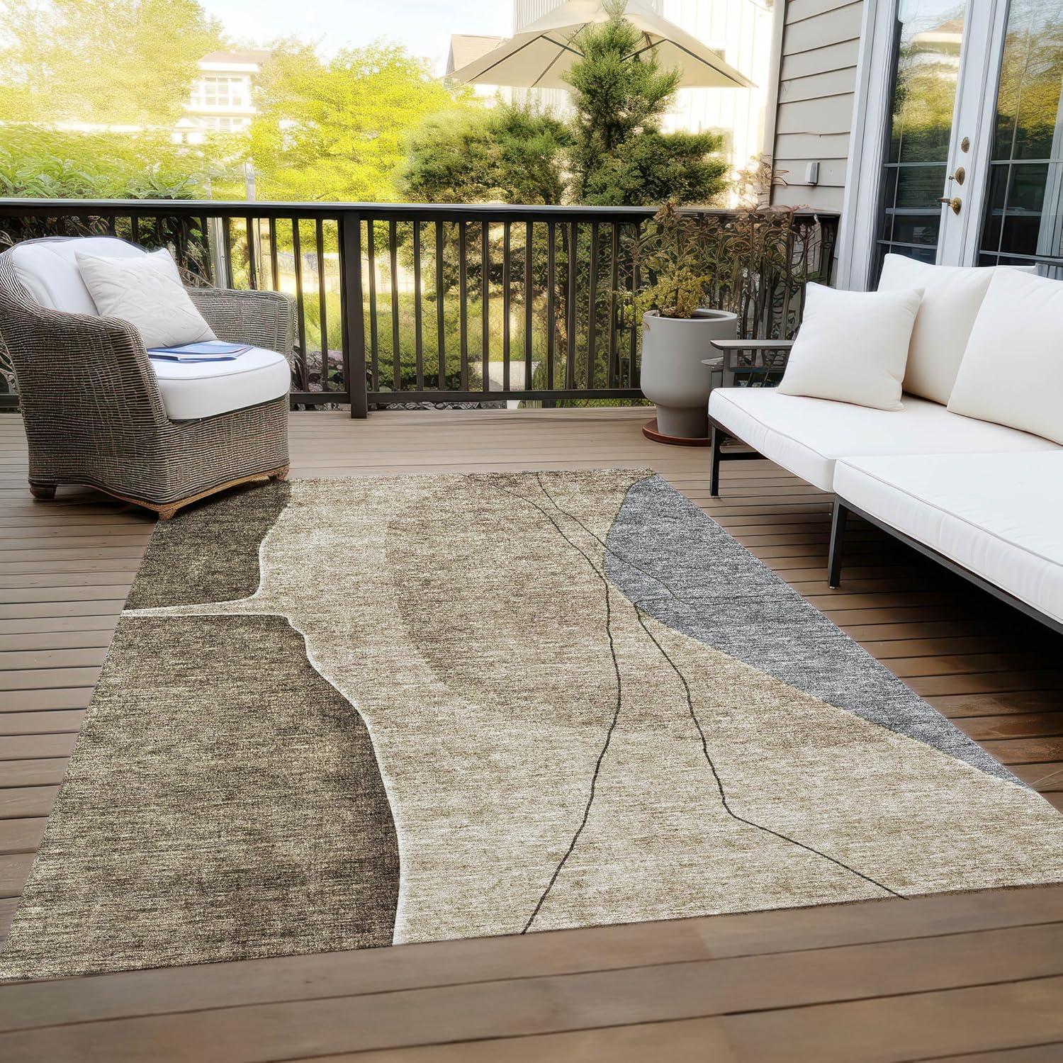 Addison Rugs Chantille ACN696 Brown 5' x 7'6" Indoor Outdoor Area Rug, Easy Clean, Machine Washable, Non Shedding, Bedroom, Entry, Living Room, Dining Room, Kitchen, Patio Rug