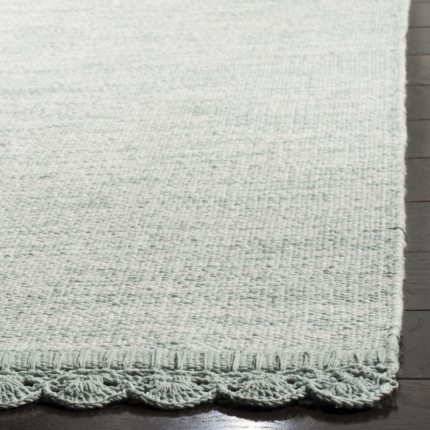 Coastal Breeze Light Blue Cotton 3' x 5' Hand-Woven Rug