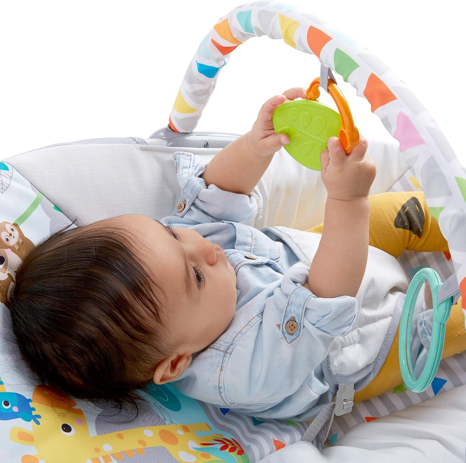 Bright Starts Vibrating Bouncer with Toy Bar - Safari Fun