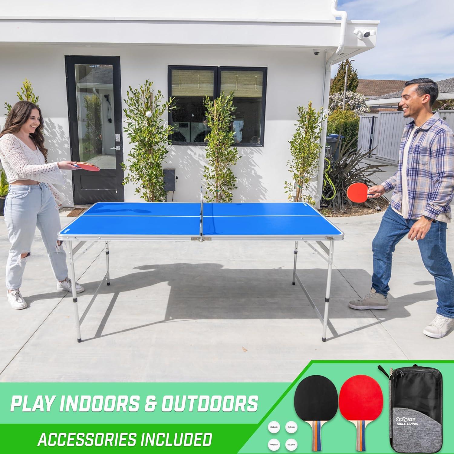 GoSports GoSports Foldable Indoor/Outdoor Table Tennis Table with Paddles and Balls - 6 x 3 ft