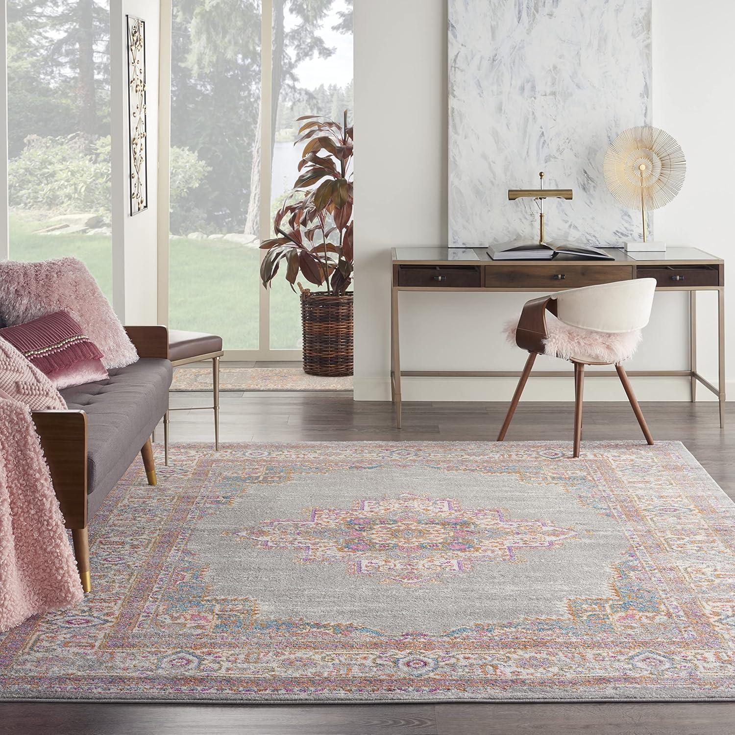 Nourison Passion Medallion Bohemian Indoor Rug Grey 8' x 10'
