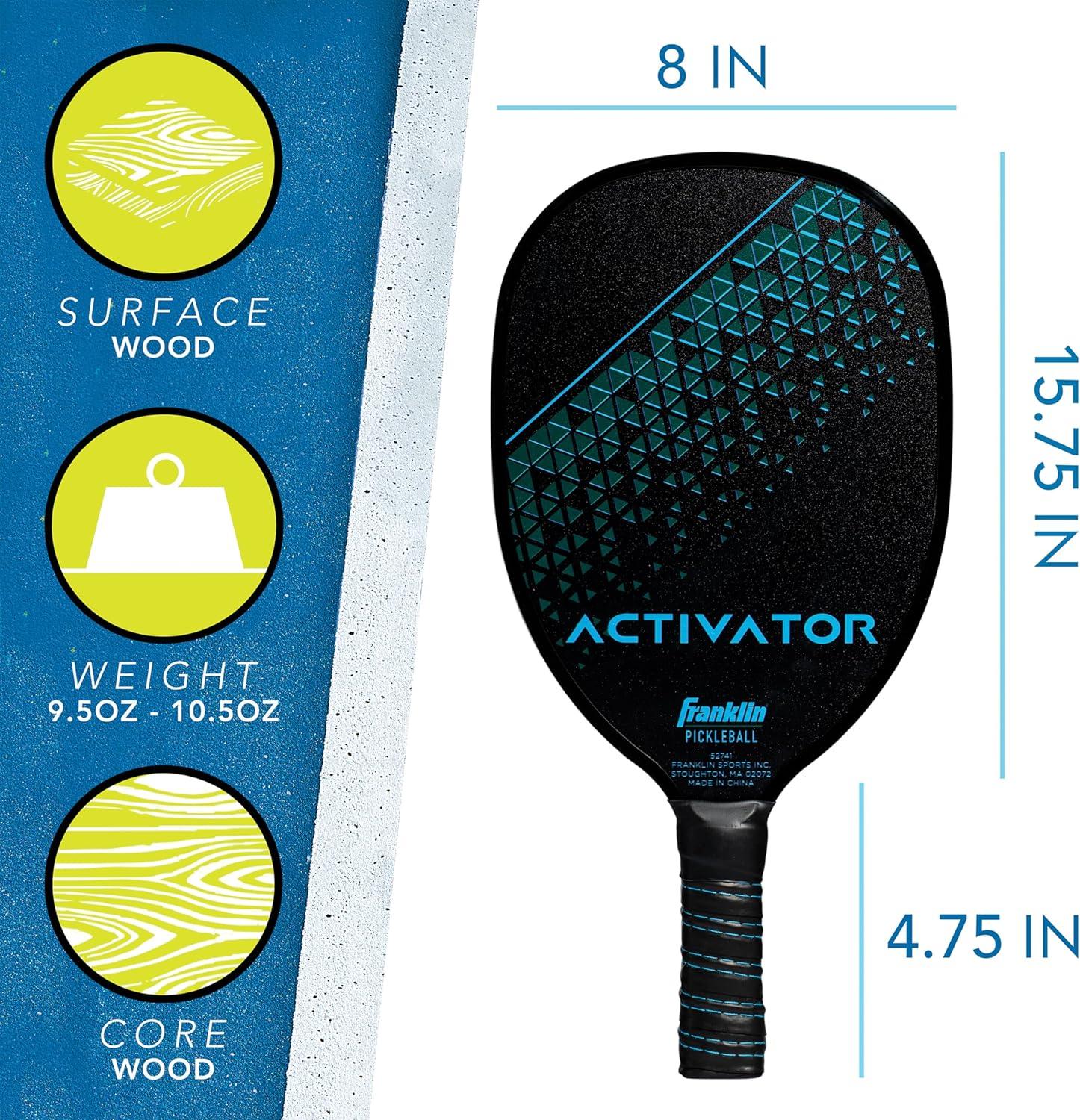 Blue and Green Plywood Pickleball Paddle Set with Yellow Balls