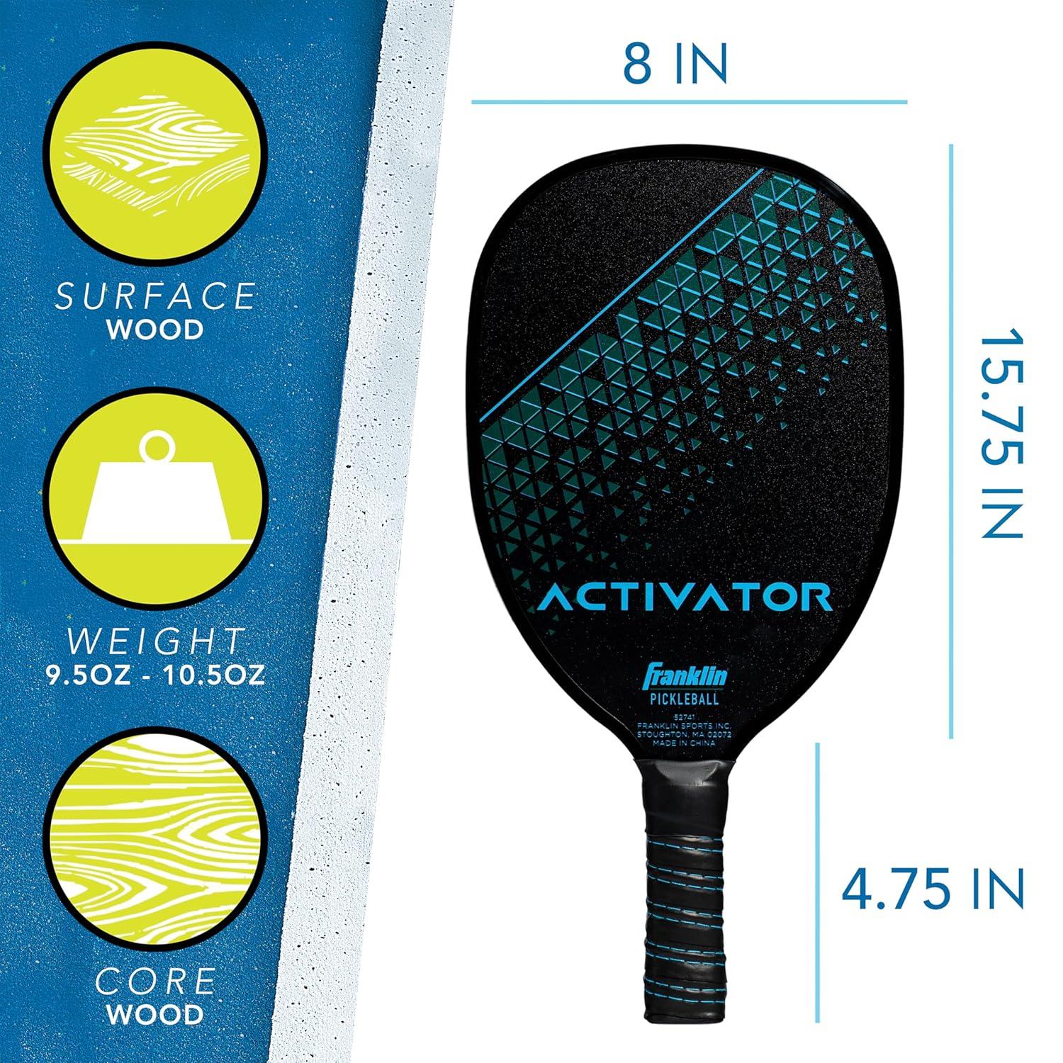 Blue and Green Plywood Pickleball Paddle Set with Yellow Balls