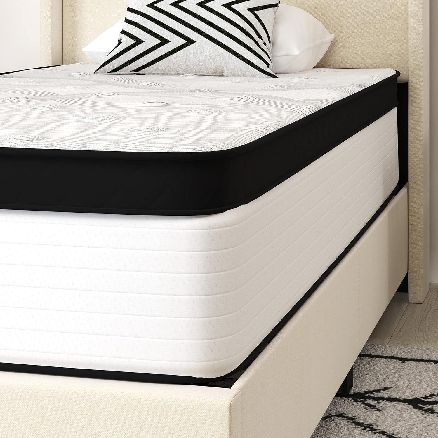 Merrick Lane 12 Inch Extra Firm Twin Hybrid Pocket Spring & CertiPUR-US Certified Foam Mattress in a Box