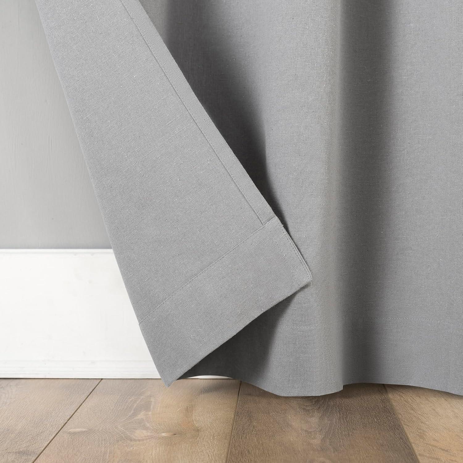 40"x63" Archaeo Light Filtering Cotton Blend Button Tab Top Curtain Panel Gray: Transitional Indoor Curtain