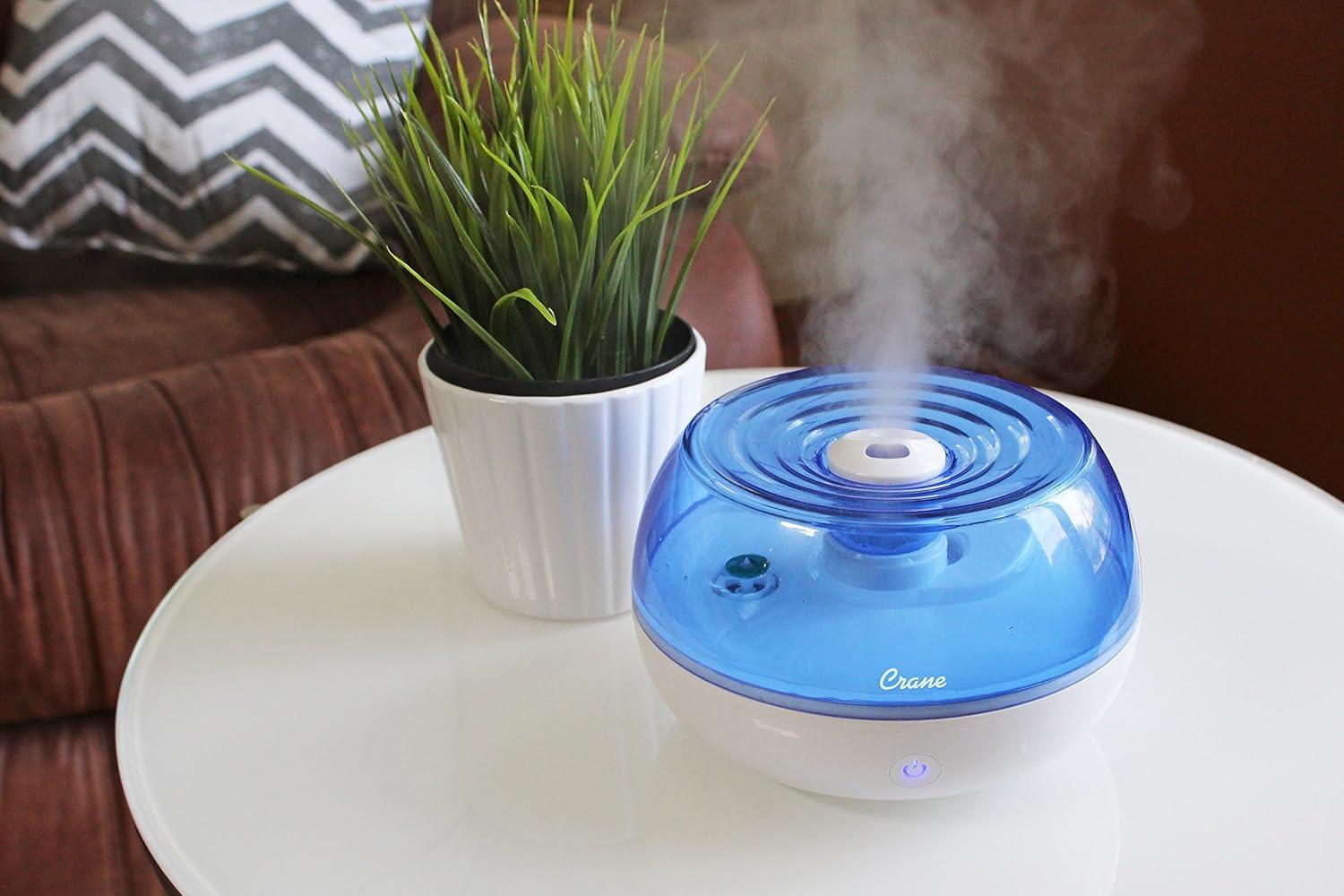 Crane USA 0.2 Gal. Personal Ultrasonic Cool Mist Humidifier for Small Rooms