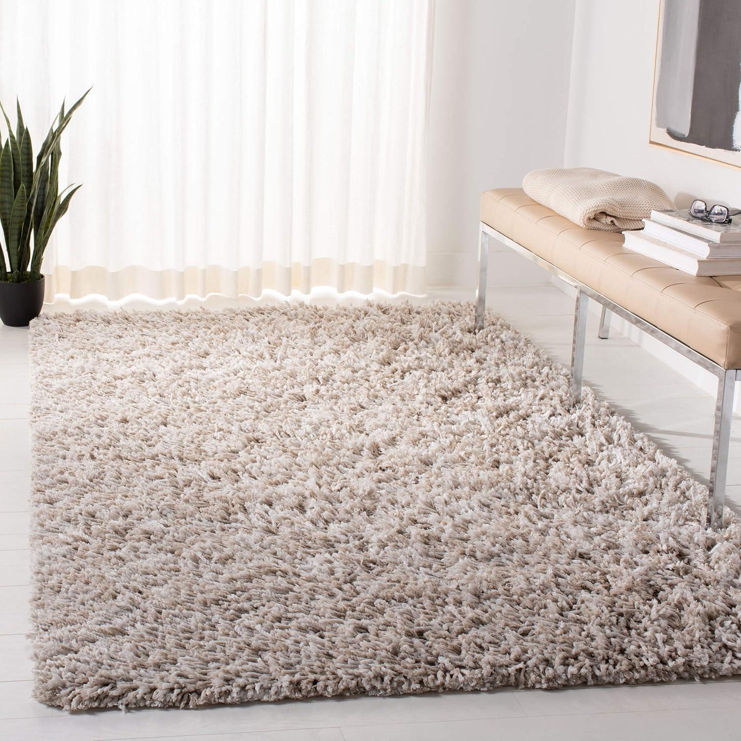 Rio Shag SG960 Hand Loomed Indoor Accent Rug - Beige/Ivory - 3'x5' - Safavieh