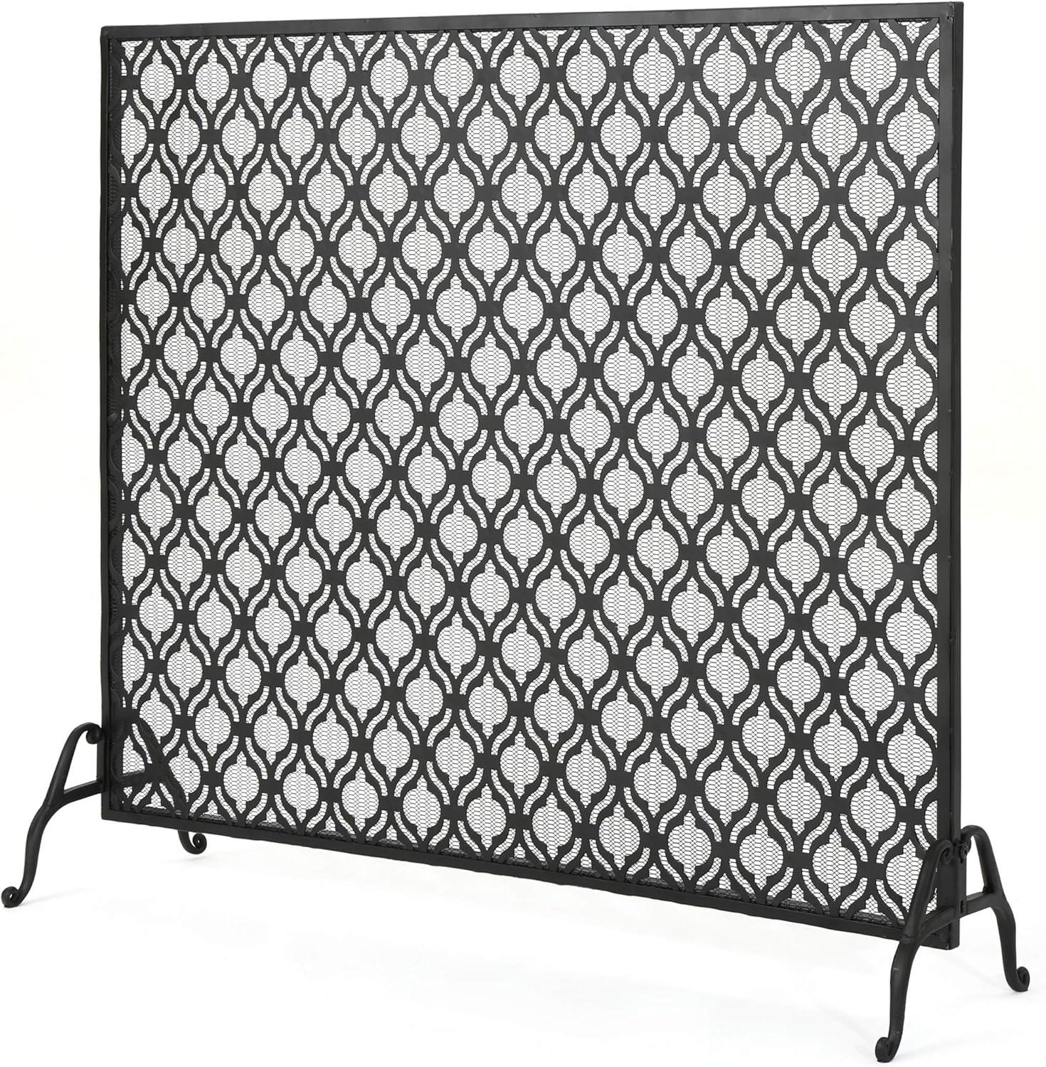 Fleur De Lis Living Tennison 1 Panel Iron Fireplace Screen