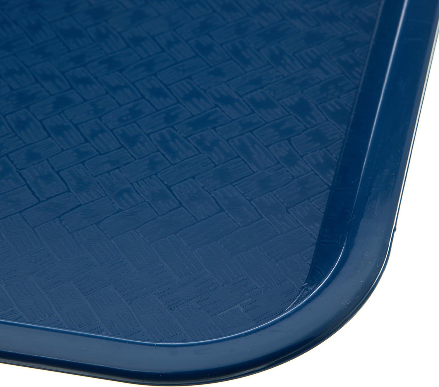 Blue Plastic 16" x 12" Cafeteria Tray with Basket Weave Surface