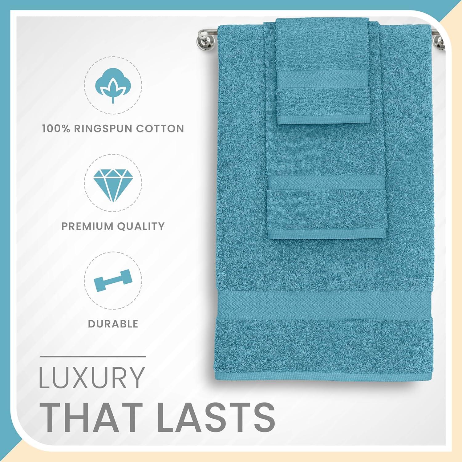 Martex 6 Piece Luxury Cotton Towel Set, 2 Bath Towels, 2 Hand Towels, 2 Washcloths 500 GSM 100% Ring Spun Cotton Highly Absorbent Soft Towels for Bathroom For Everyday Use, Hotel & Spa