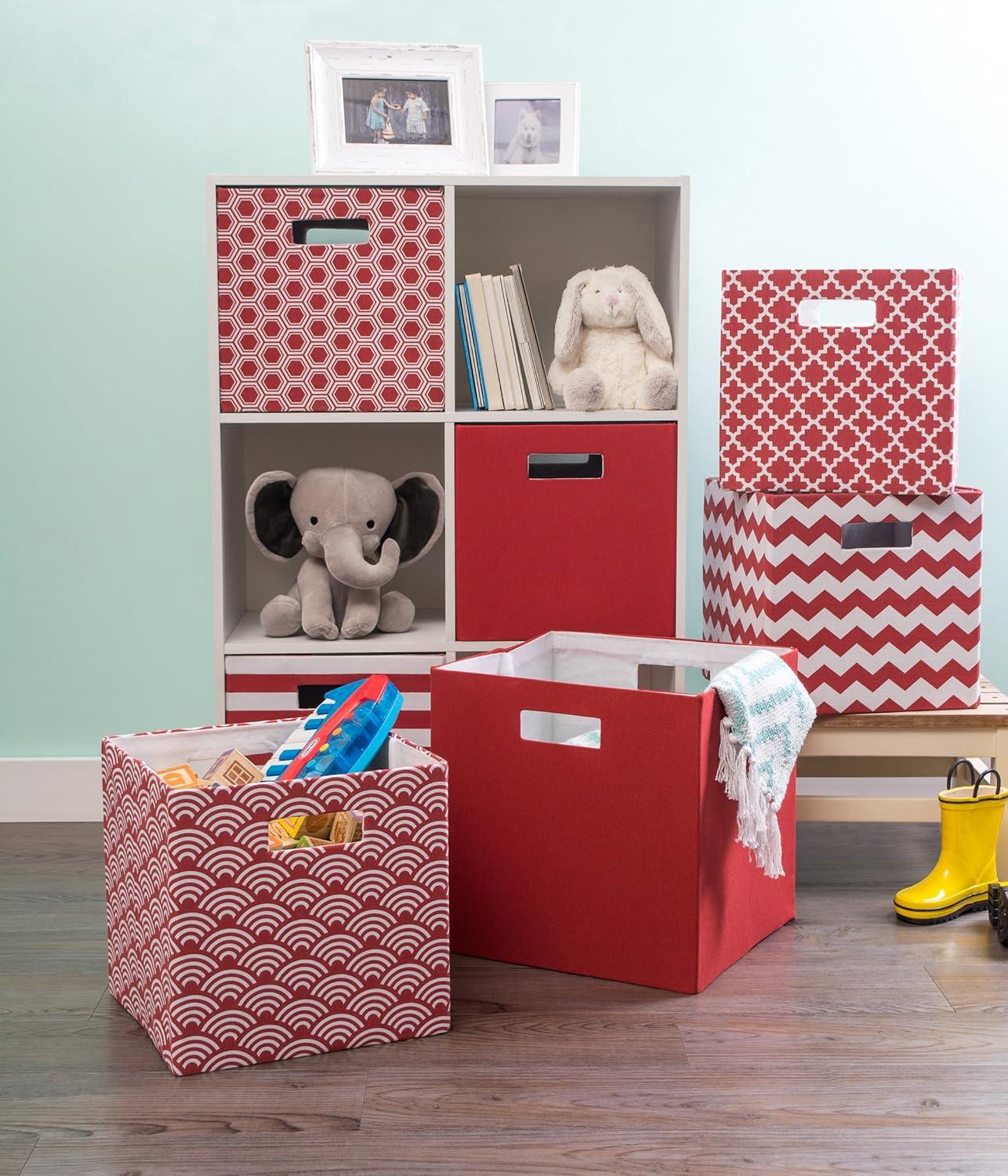 Rust Red Cube Storage Bin with Lattice Design 13"