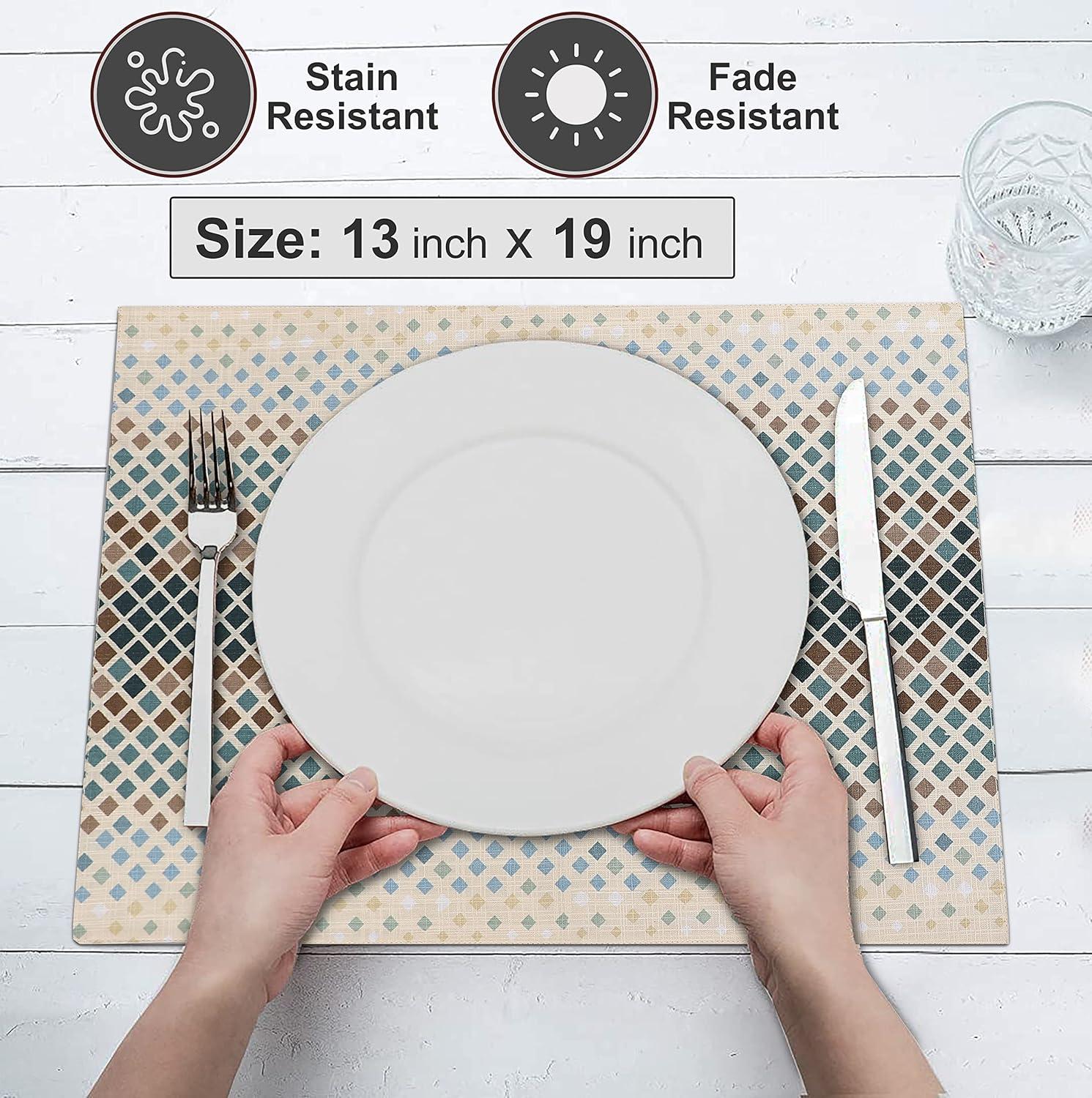 Ruvanti Dining Table Rectangle Placemats 100% Cotton Multi Pattern 13x19 Inches (Set of 6)