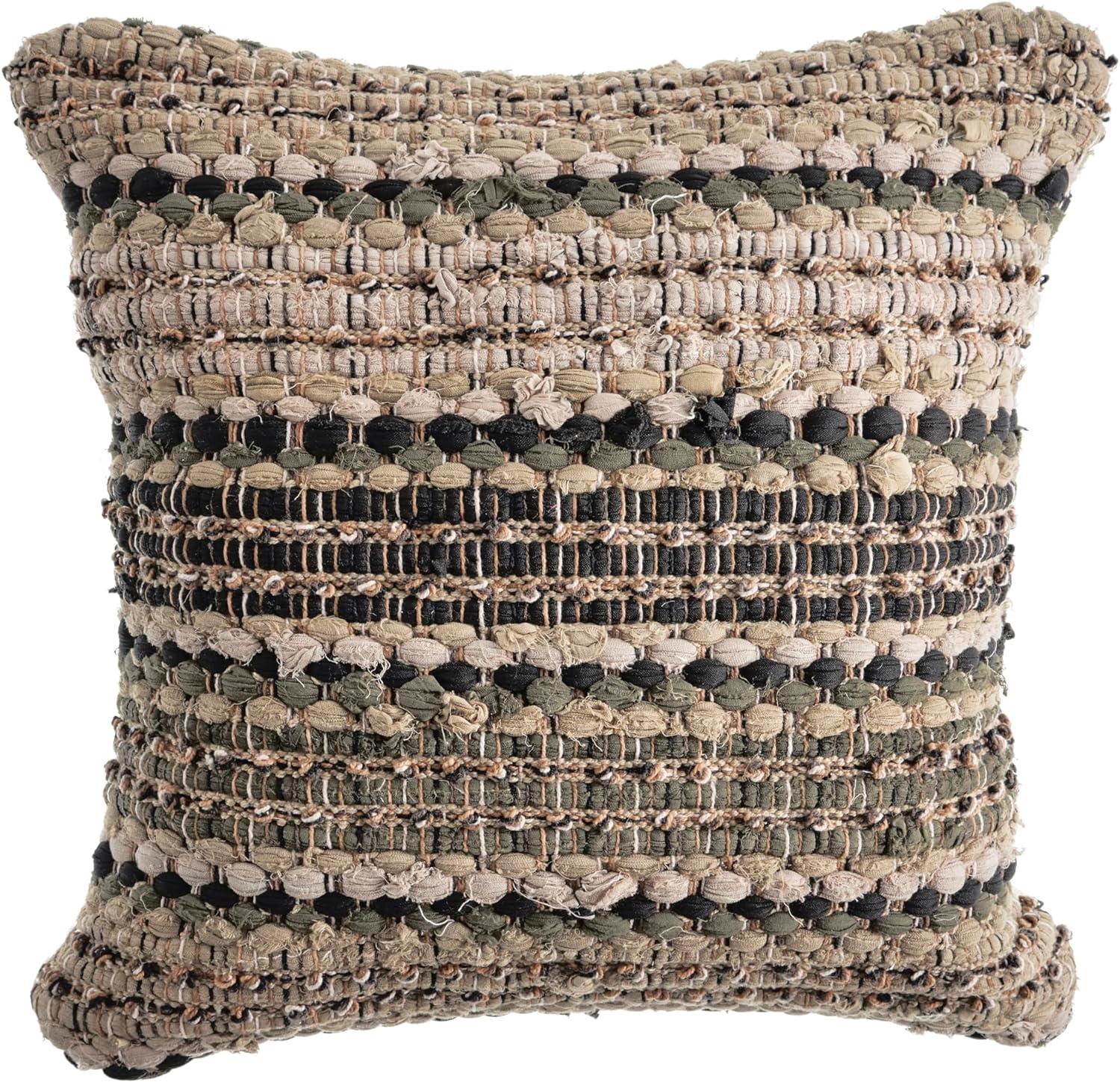 Intertwined Forest Khaki Beige Cotton Square Throw Pillow