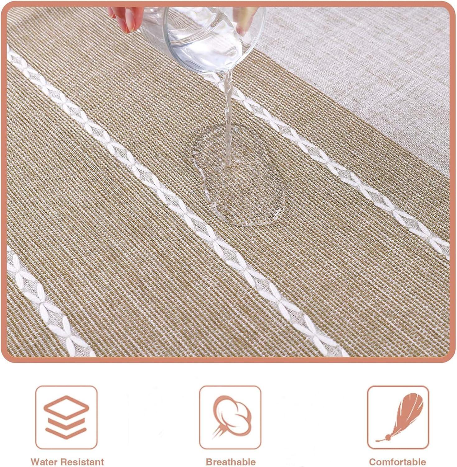 Vonabem Table Cloth Tassel Cotton Linen Table Cover for Kitchen Dinning Wrinkle Free Table Cloths Rectangle/Oblong (58''x102'', 8-10 Seats, Grey)