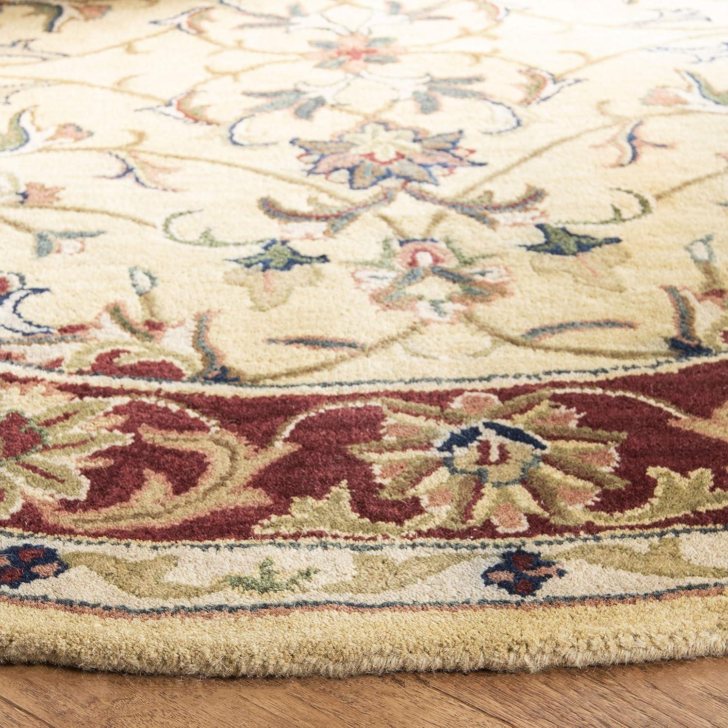 SAFAVIEH Classic Nicholas Floral Bordered Wool Area Rug, Gold/Red, 8' x 8' Round