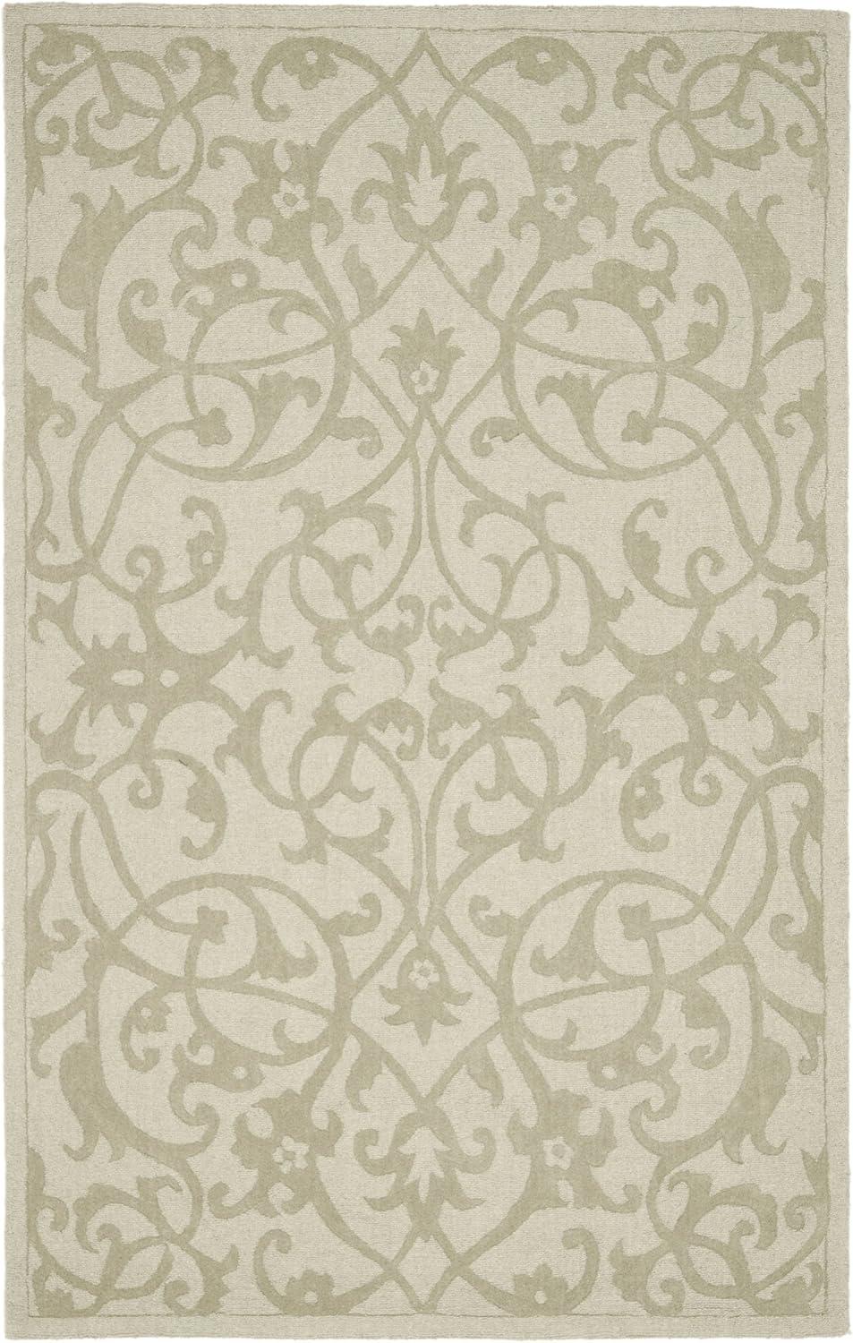 SAFAVIEH Impressions Clarisse Geometric Wool Area Rug, Sage, 4' x 6'
