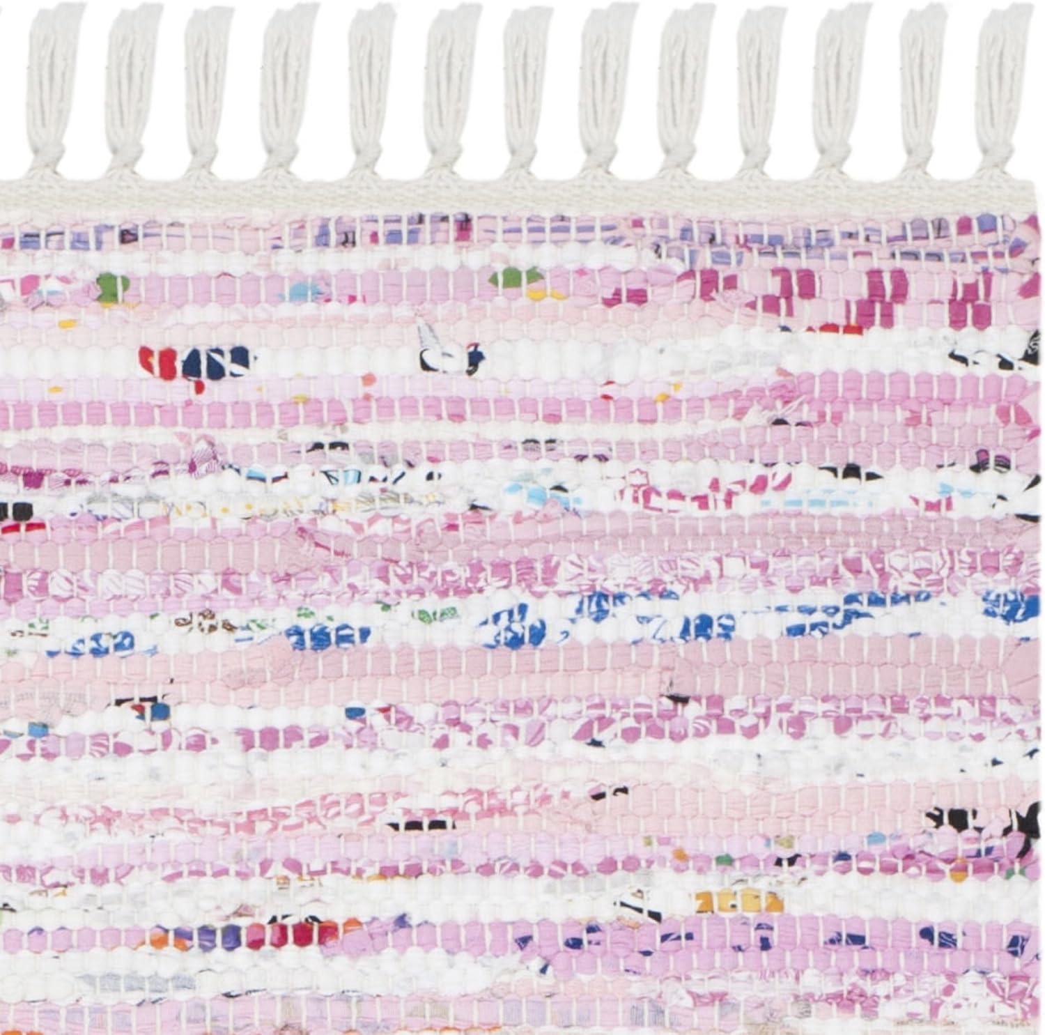 Rag Rug RAR125 Hand Woven Indoor Accent Rug - Light Pink/Multi - 2'3"x3'9" - Safavieh.