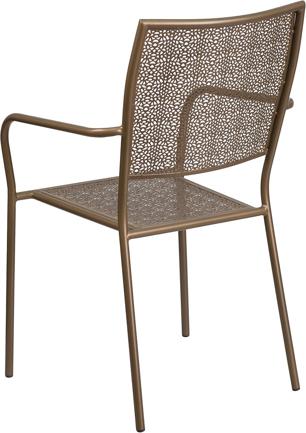 Gold Rain Flower Indoor-Outdoor Steel Stackable Patio Chair