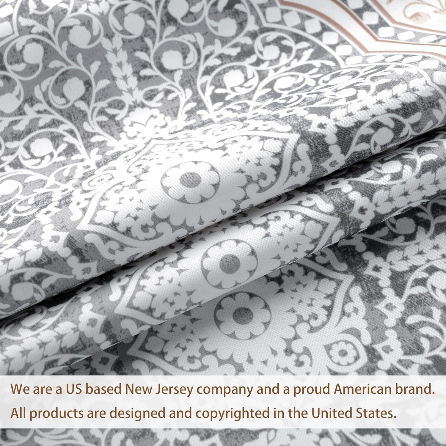 DriftAway Adrianne Damask/Floral Pattern Window Curtain valance 52”x18”, Beige/Gray