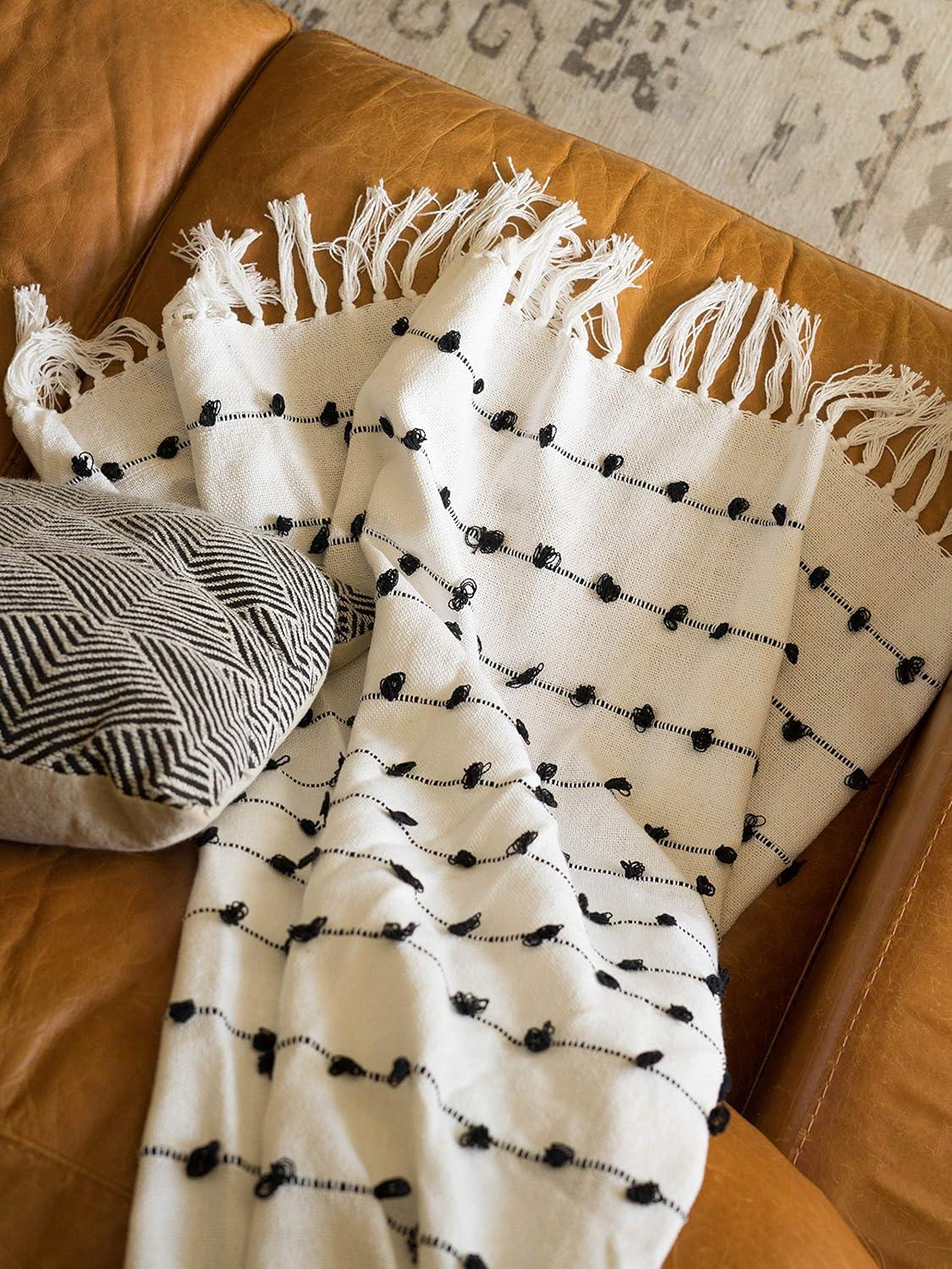 50"x60" Woven Loop Throw Blanket Off-White - Design Imports: Cotton, Hypoallergenic, Machine Washable
