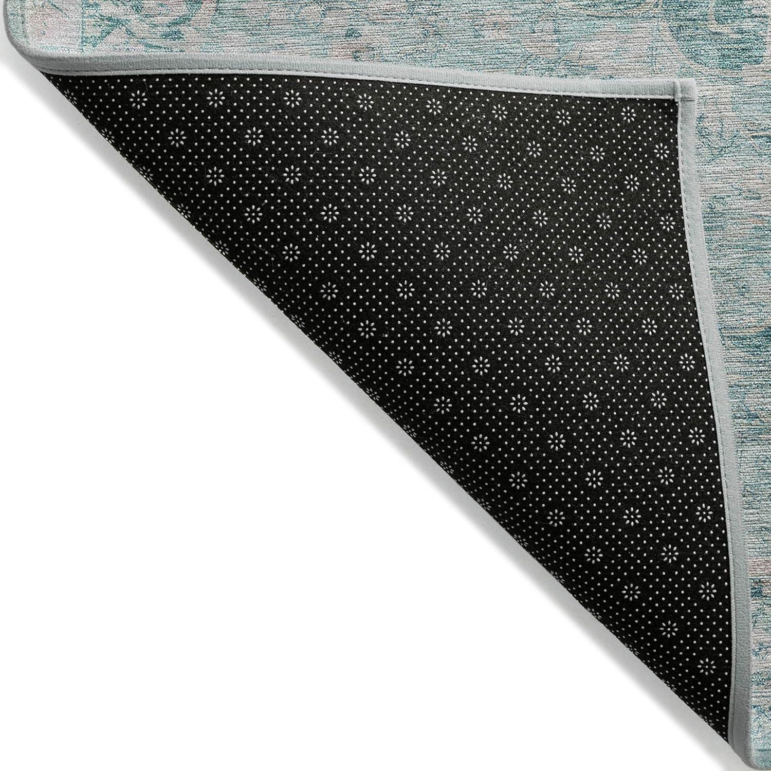 Machine Washable Indoor/Outdoor Claudian ACN1238 Teal Rug