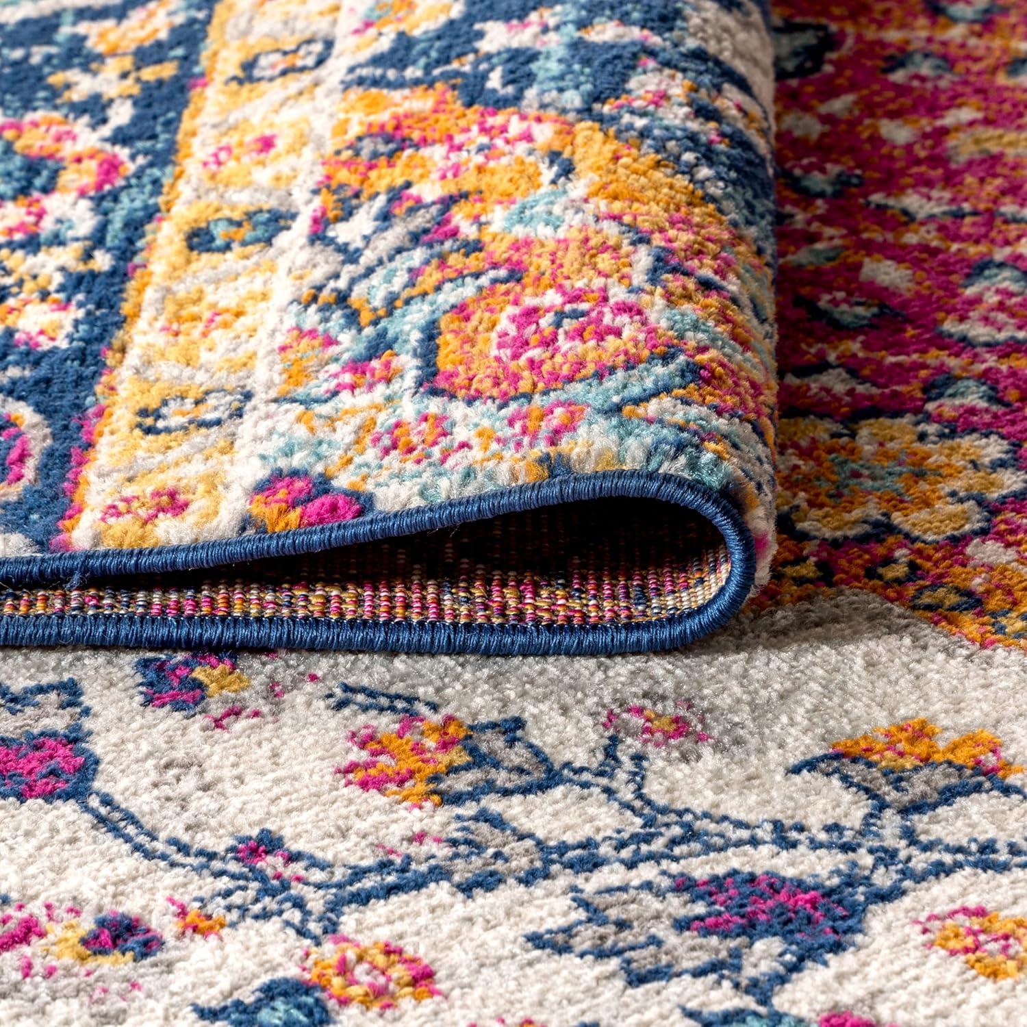 JONATHAN Y Bohemian FLAIR Boho Vintage Medallion Blue/Multi 5 ft. x 8 ft. Area Rug