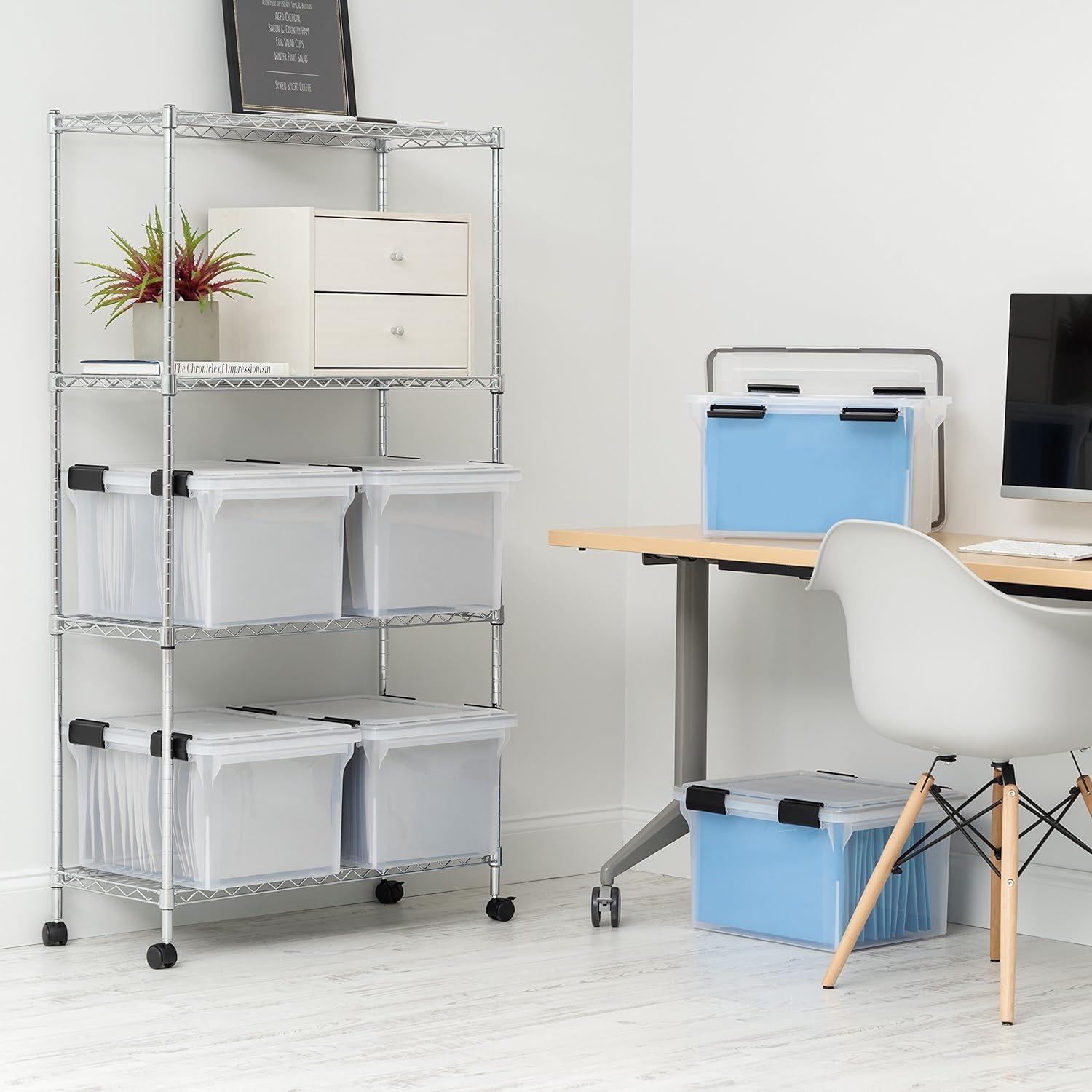 IRIS USA WeatherPro File Organizer Plastic File Box for Letter/Legal File, Clear, 32 Qt. 1Pack