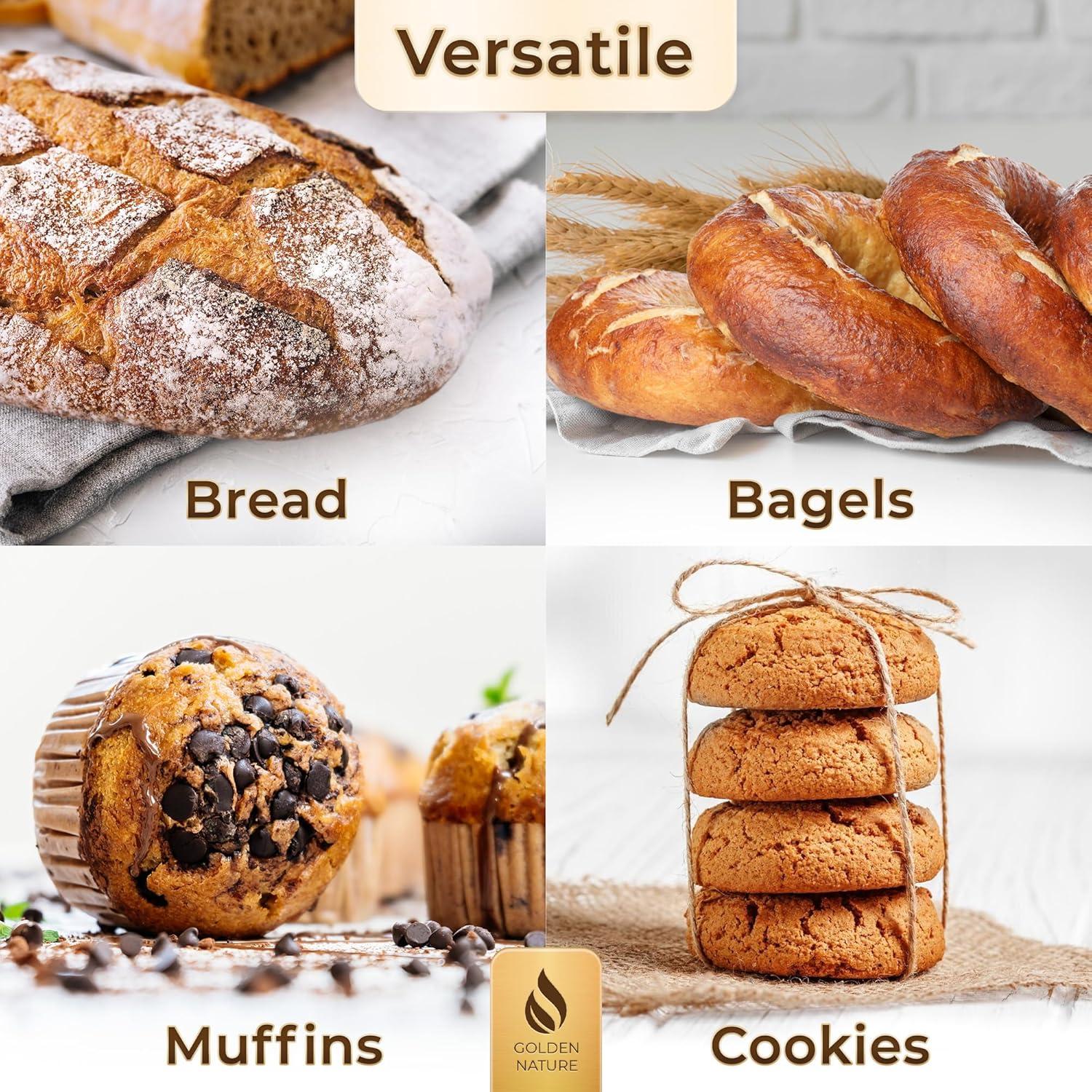 Bamboo Bread Box, Large Wooden Food Keeper for Kitchen Countertop , Storage Bin for Muffins & Bagels by Golden Nature