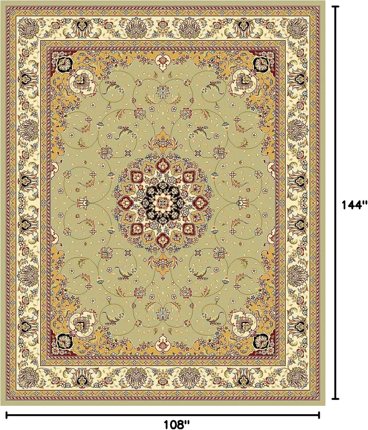 SAFAVIEH Lyndhurst Gabriella Traditional Bordered Area Rug, Sage/Ivory, 9' x 12'