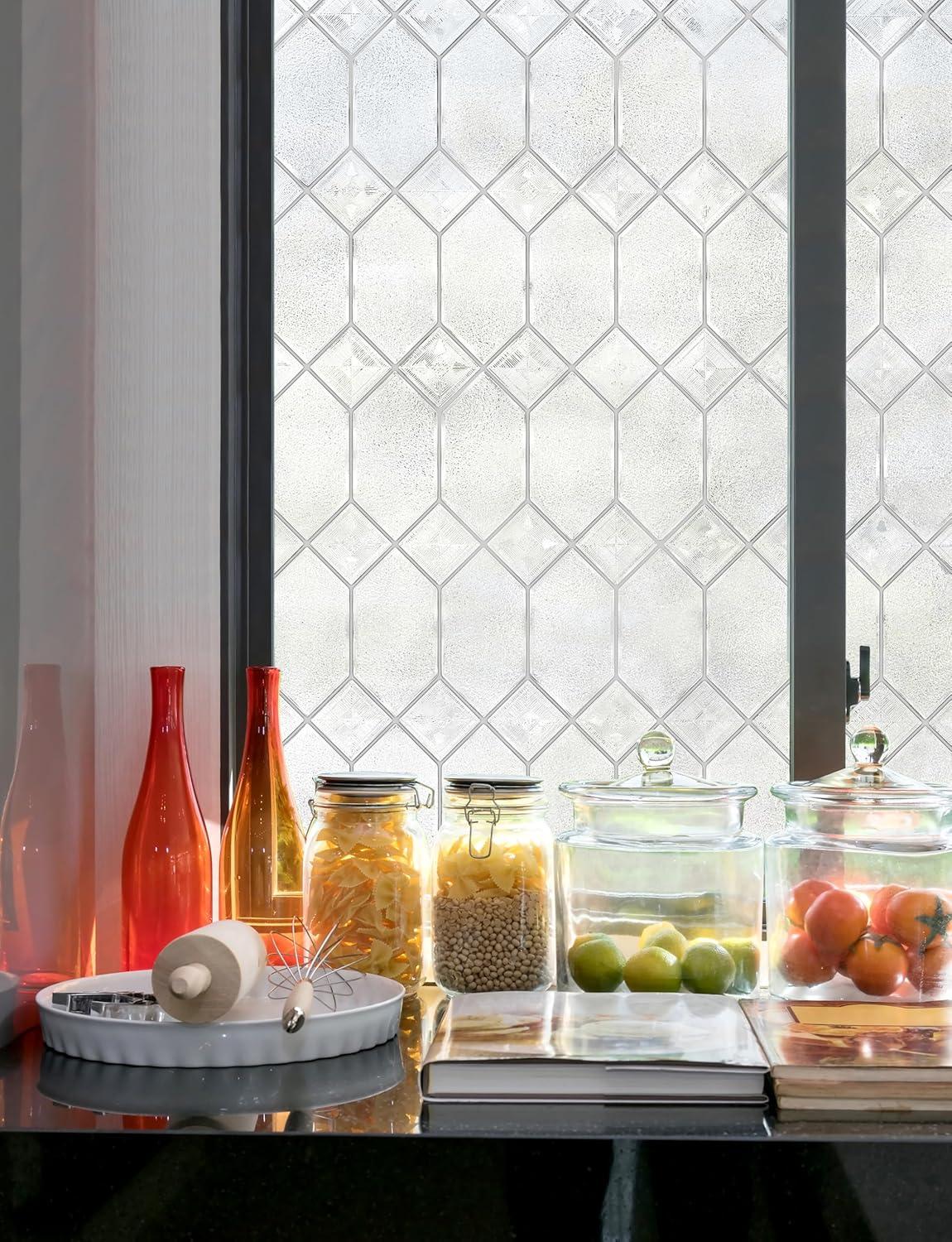 24" x 36" Old English Window Film - Artscape: Vinyl Privacy Film, Frosted Pattern, Adhesive-Free Clings
