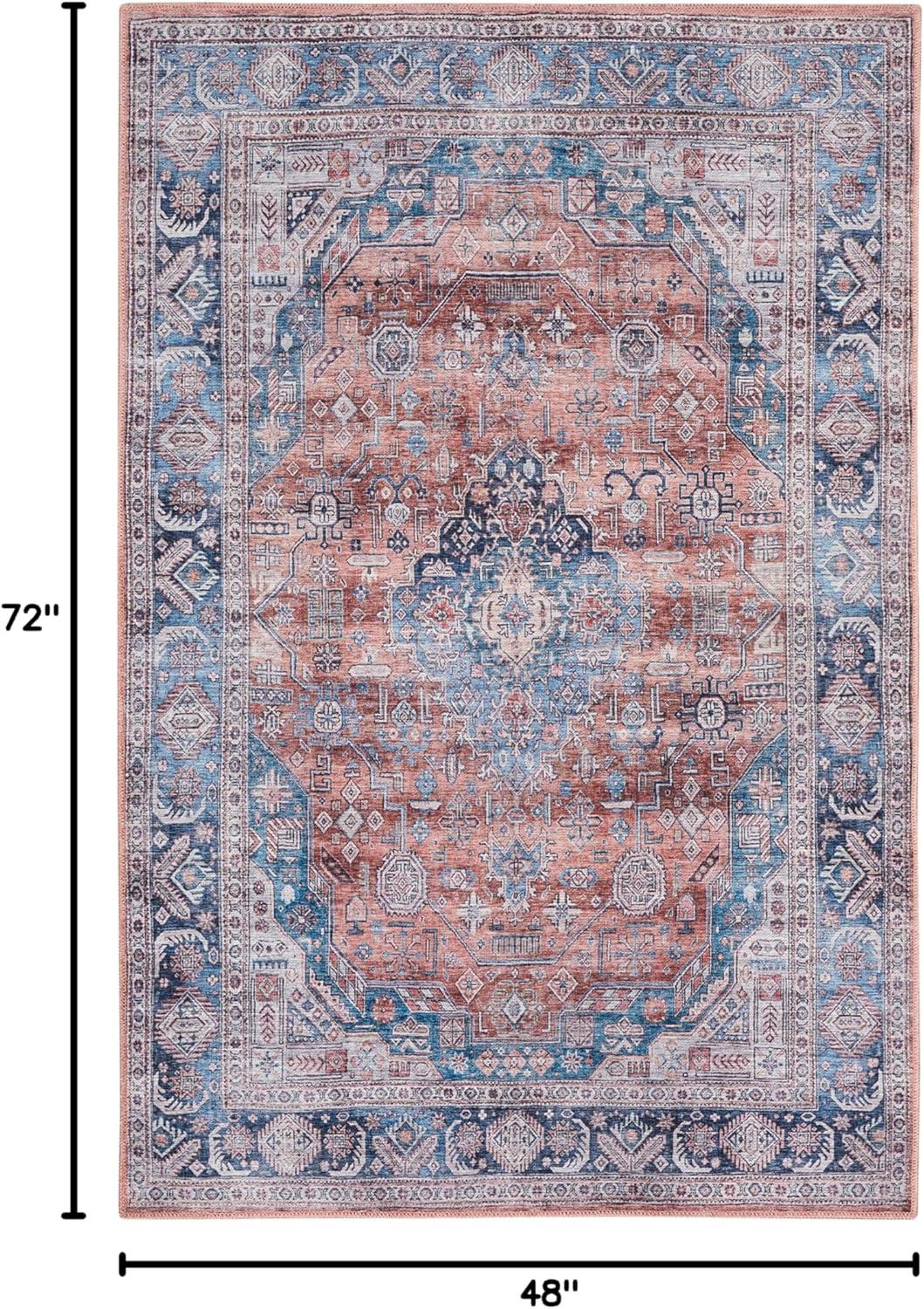 Nourison Washable Brilliance 4' x 6' Blue/Multi Vintage Indoor Rug
