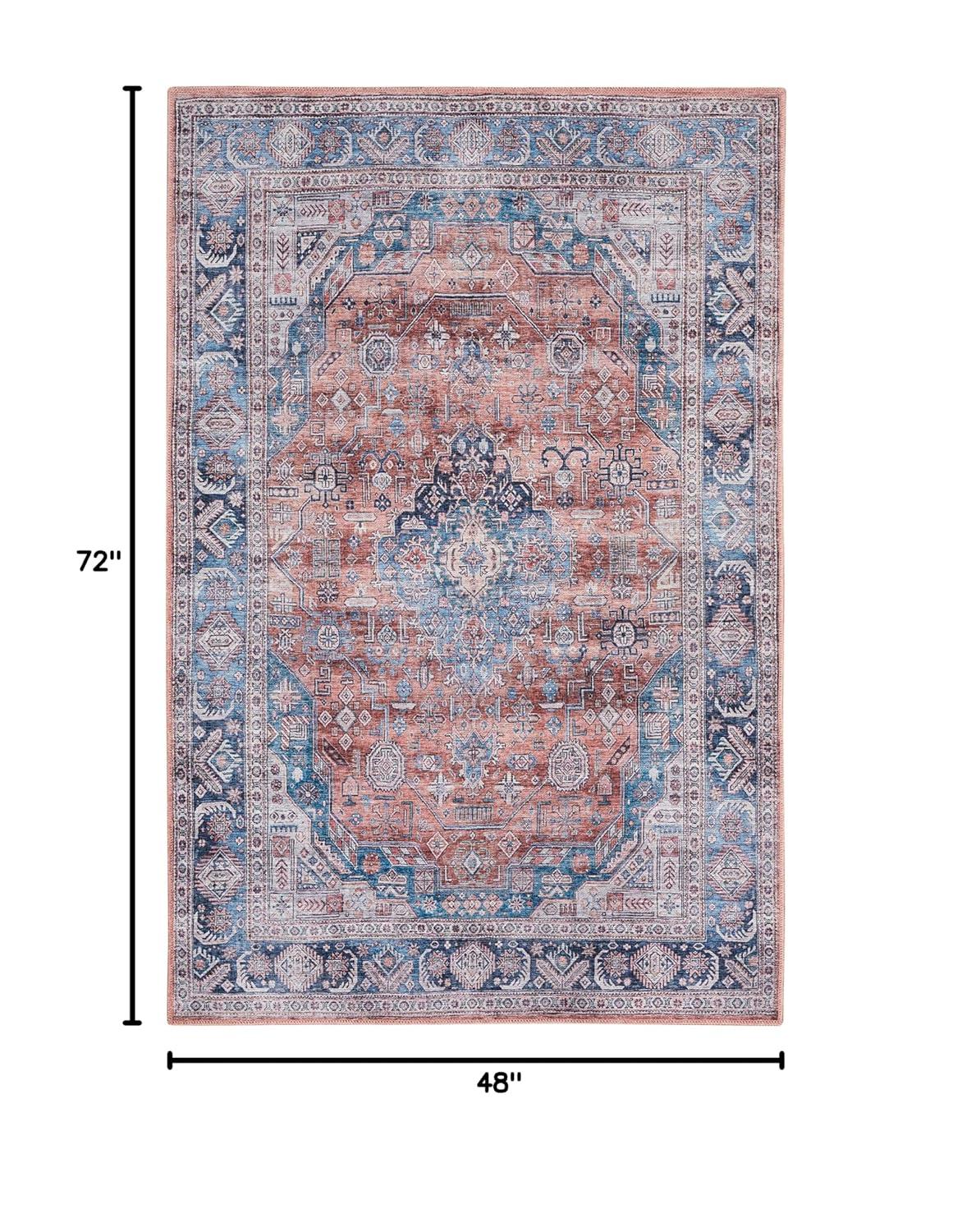 Nourison Washable Brilliance 4' x 6' Blue/Multi Vintage Indoor Rug
