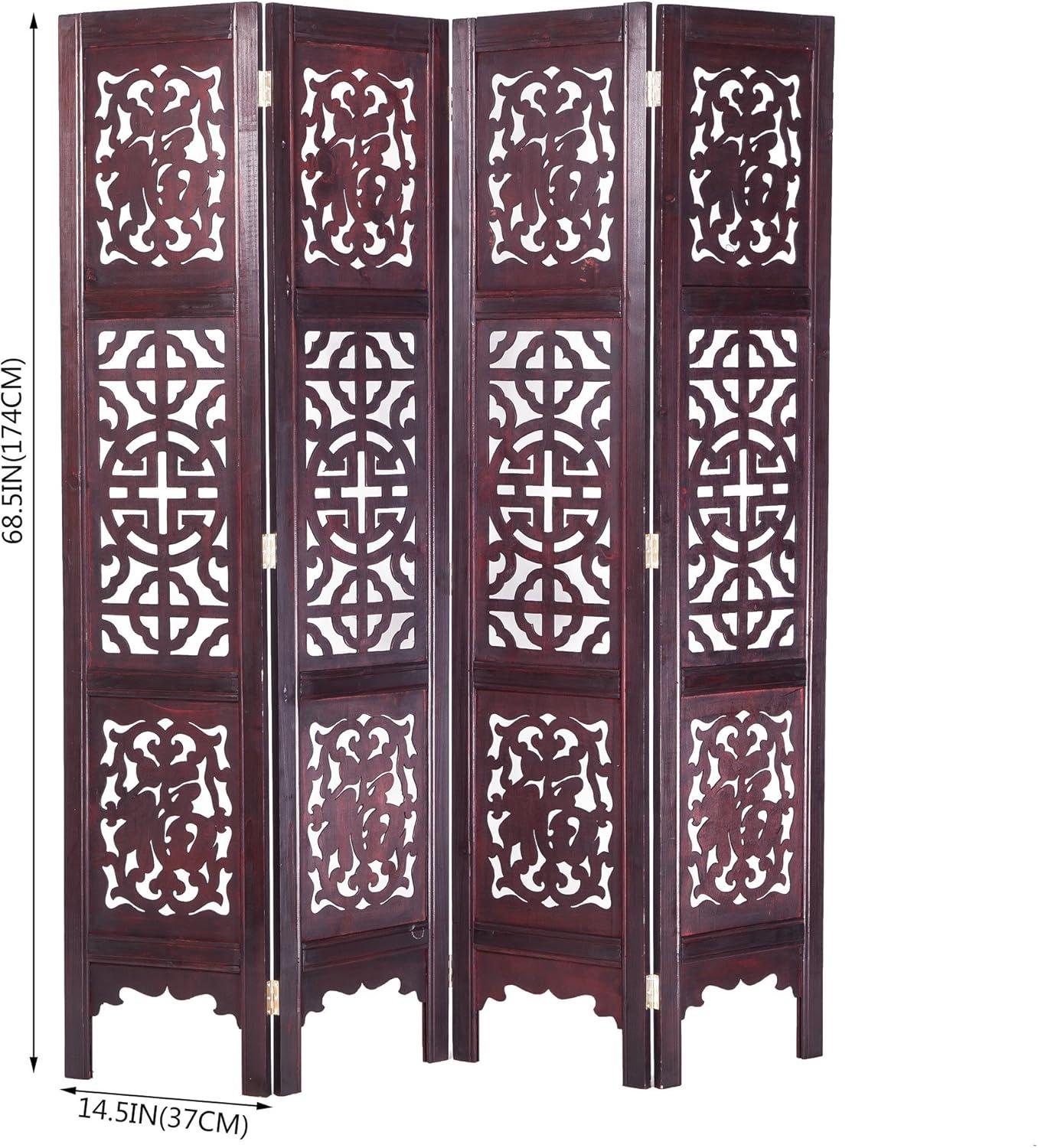 Vintage Oriental Style 4 Panels Screen Room Divider FUR1009