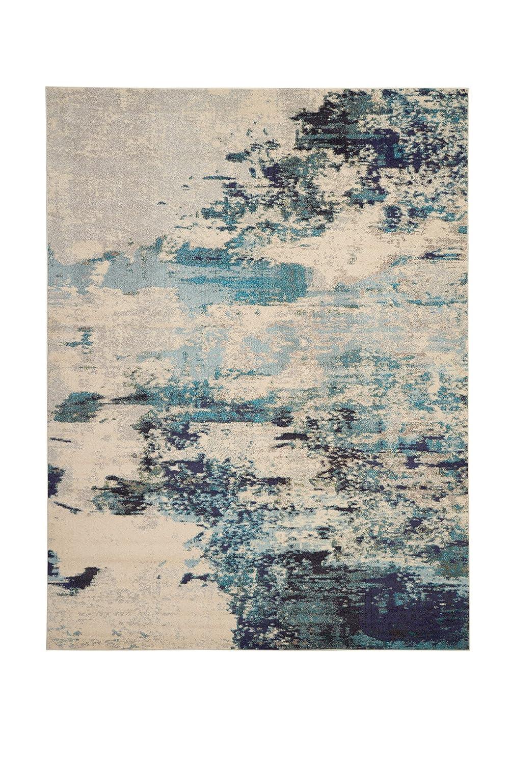 Nourison Celestial CES02 Indoor only Area Rug - Ivory/Teal Blue 9' x 12'