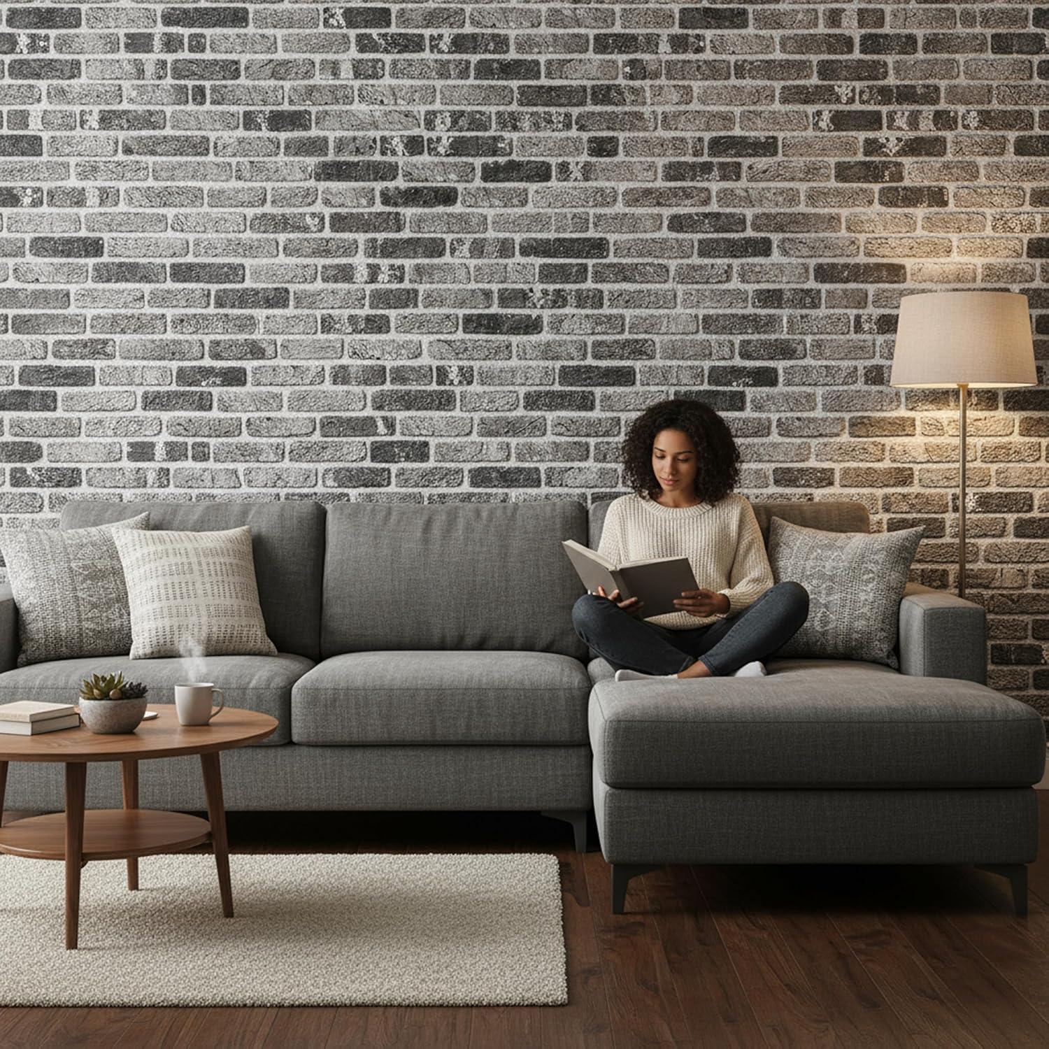 UPP Ultimate Premium Products 3D Brick Effect Wall Panels - Lightweight Styrofoam - Set of 9 Large Panels (20"x40") Covers 48 sq ft - Apply with Wall Adhesive - DIY Home Wall Cladding