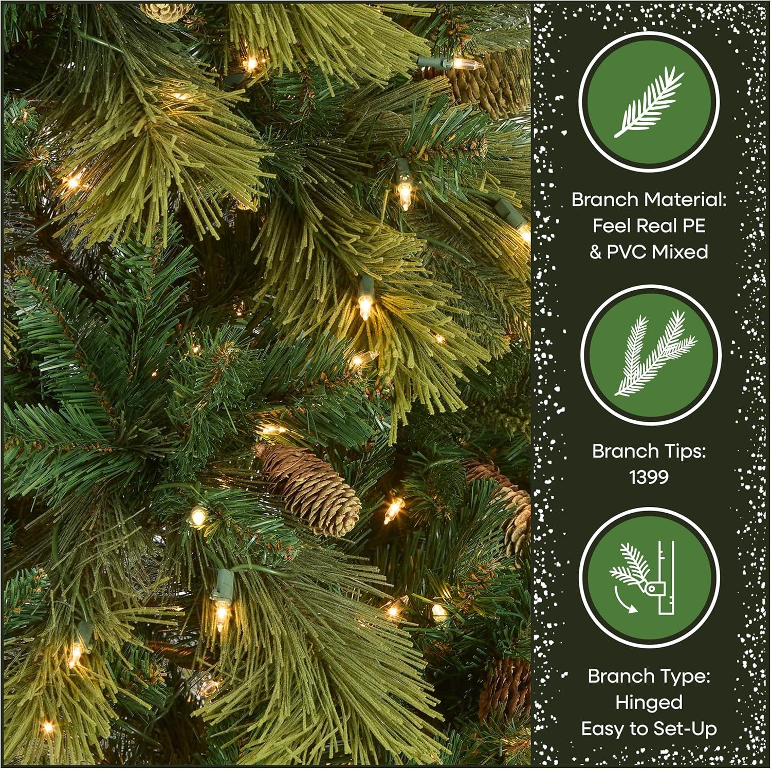 7.5' Prelit Carolina Pine Artificial Christams Tree Clear Lights - National Tree Company
