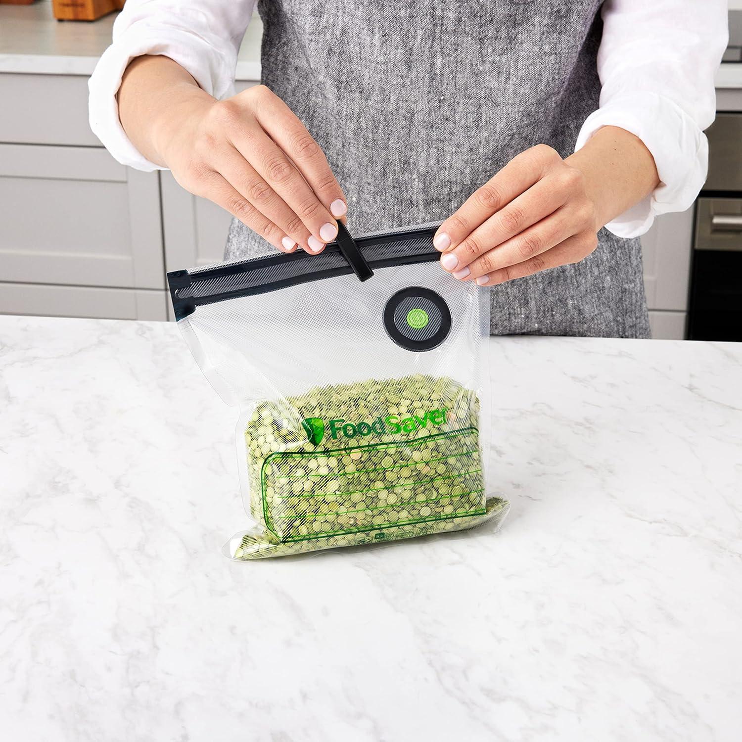 FoodSaver Reusable Gallon Vacuum Zipper Bags - for use with FoodSaver Handheld Vacuum Sealers - 8ct
