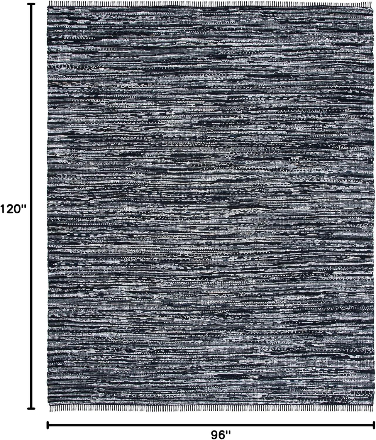Rag Rug RAR121 Hand Woven Indoor Area Rug - 8'x10' - Aqua/Multi - Safavieh