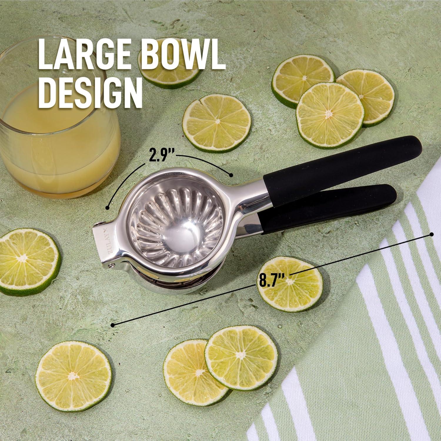 Unique Bargains Stainless Steel Lemon Citrus Manual Hand Squeezer  with Non-Slip Grip Handle Black