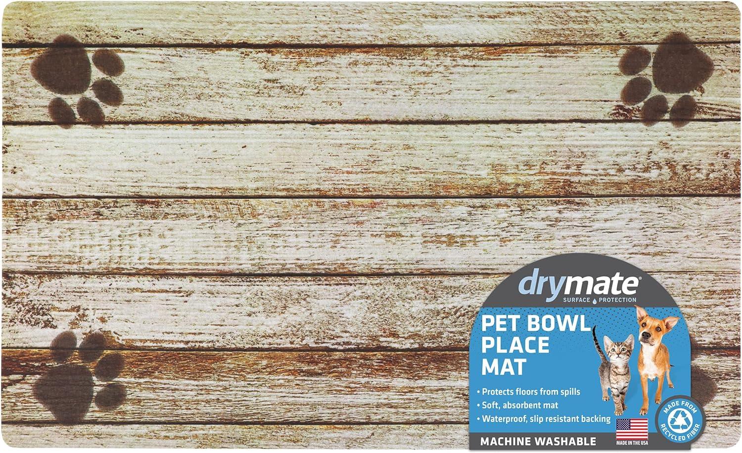 Drymate Pet Bowl Placemat, Feeding Mat For Dog & Cat - Thin, Absorbent, Waterproof, Machine Washable