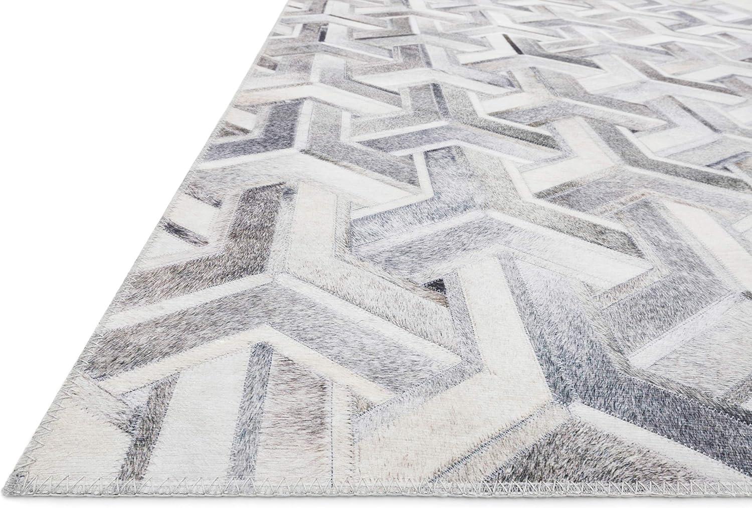 Ivory and Silver Faux Cowhide Low Pile Area Rug 2'3" x 3'9"