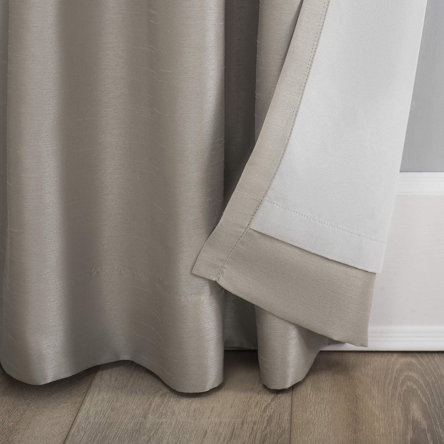 Faux Dupioni Silk Thermal Extreme 100% Blackout Back Tab Curtain Panel