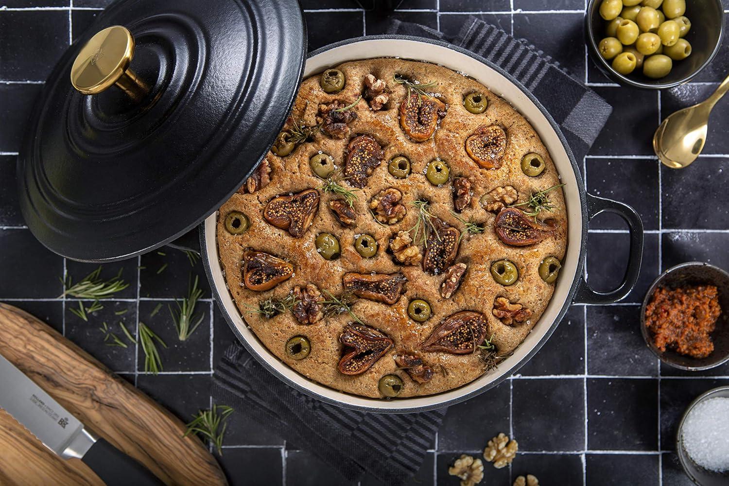 BK Cookware Bourgogne Enameled Cast Iron 7QT Dutch Oven, Pitch Black