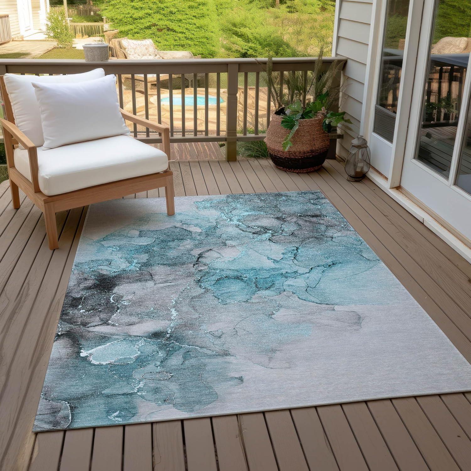 Chantille ACN520 Teal 2 ft. 6 in. x 3 ft. 10 in. Machine Washable Indoor/Outdoor Geometric Area Rug