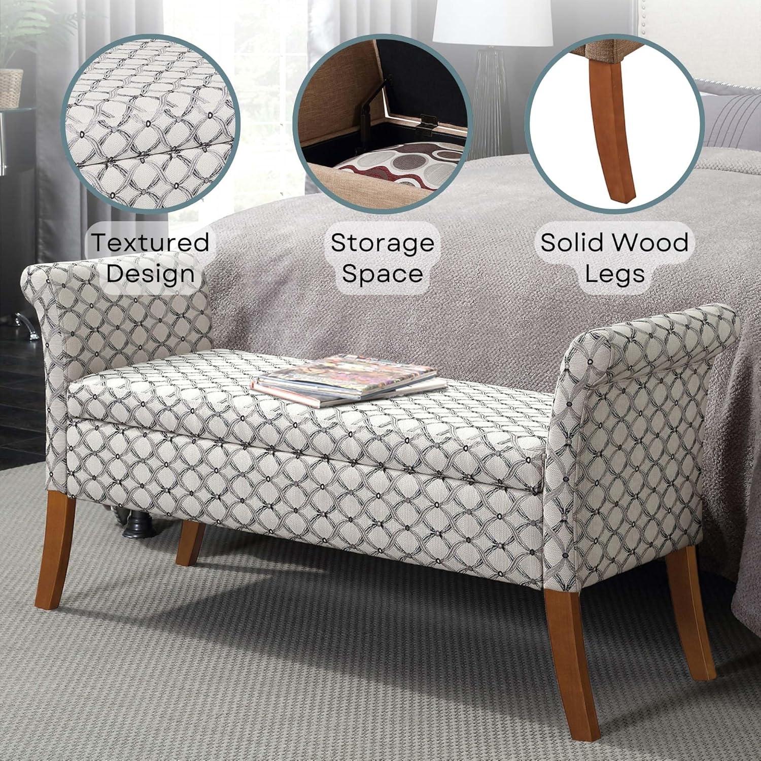 Designs4Comfort Garbo Storage Bench Ottoman  Ribbon Pattern Fabric