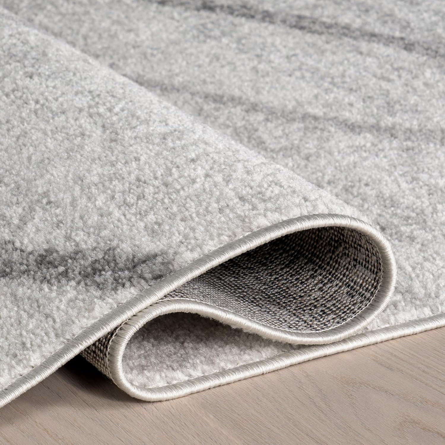 Nuloom 2x12 Thigpen Contemporary Indoor Area Rug, Grey, Abstract Lines, Non-Slip Backing, Stain Resistant, BedroomLiving Room, Kitchen,