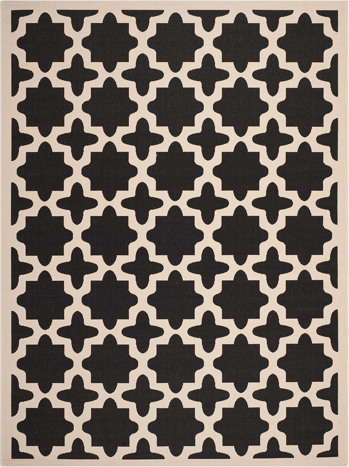 Courtyard CY6913 Power Loomed Indoor and Outdoor Area Rug - Black/Beige - 8'x11' - Safavieh