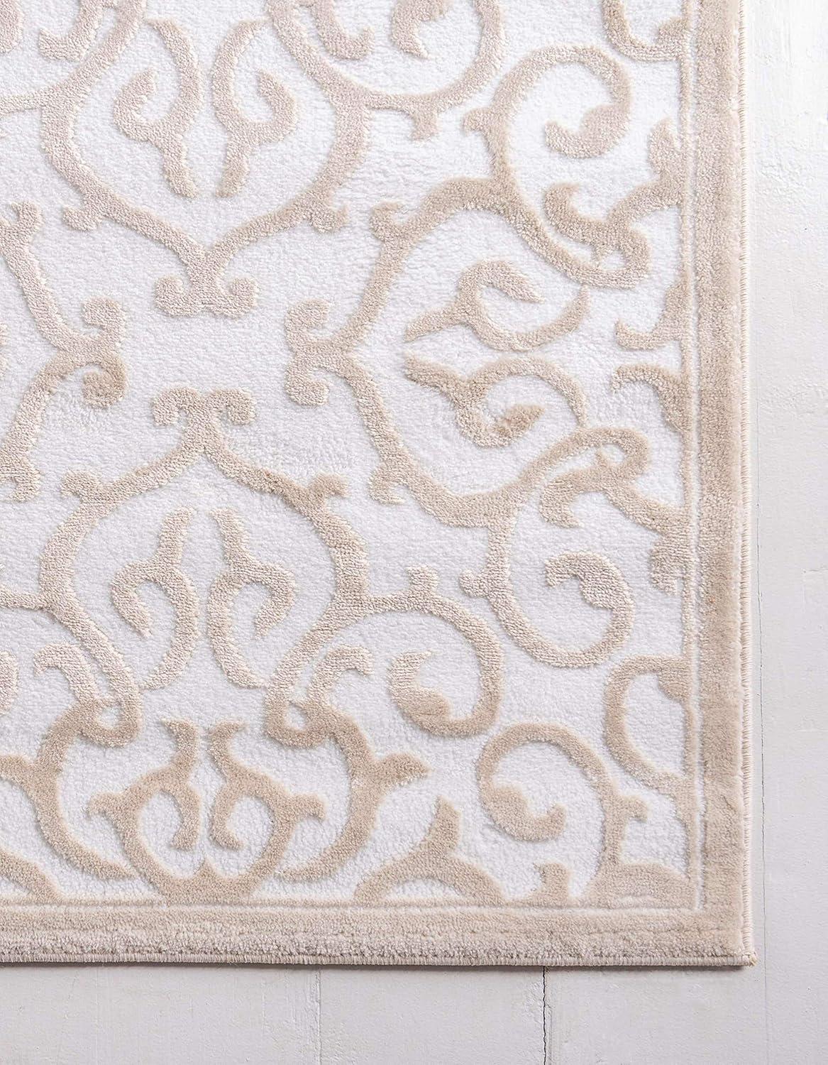 Unique Loom Rushmore Collection Area Rug - Johnson (2' x 3' 1" Rectangle Snow White/Beige)